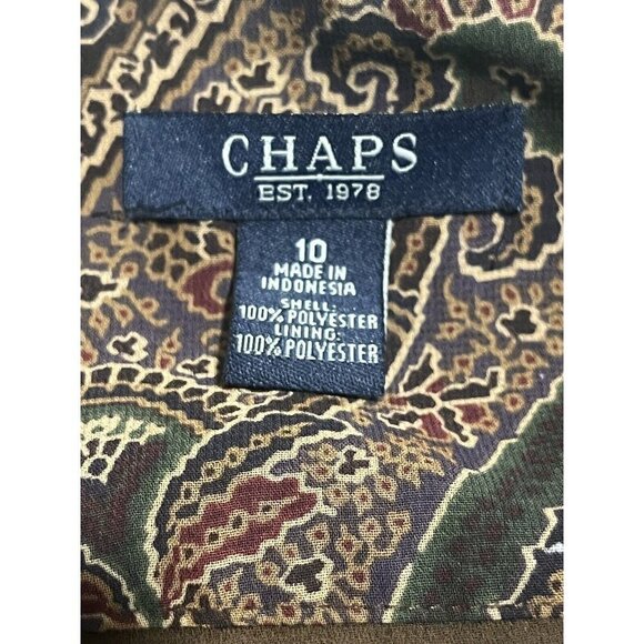 Chaps Skirt Womens Size 10 Brown Paisley Pull On Zip Side A Line Midi Boho - Picture 4 of 7